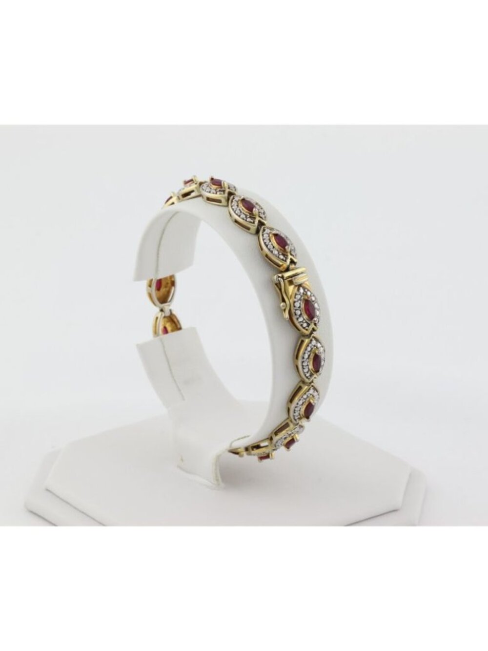 18k Gold Over Sterling Silver Lab Created 2 ct Ruby Tennis Bracelet 7 1/4" inch - Picture 5 of 8